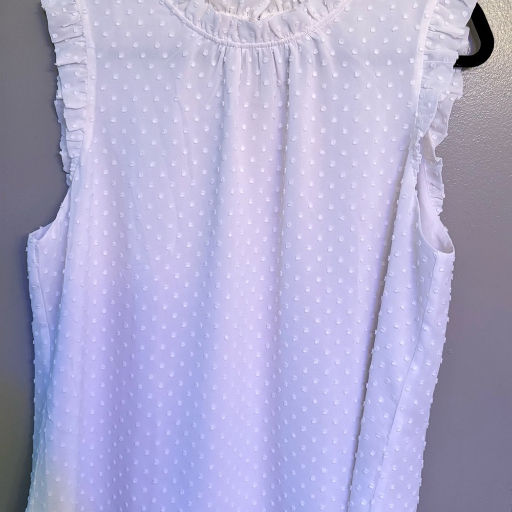 J. Crew White Textured Sleeveless Blouse